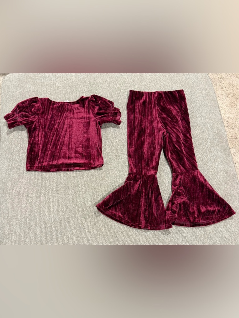 Joyfolie Wine Velvet Two-Piece Set